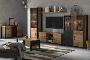 Helvetia meble - Vitrina Olin mala - appenzeller fichte/črna - 24ABJC05