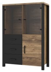 Vitrina Olin - appenzeller fichte/črna - 24ABJC44