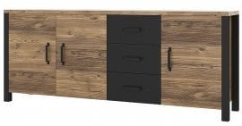 Komoda s trojnimi vrati Olin - appenzeller fichte/črna - 24ABJC47