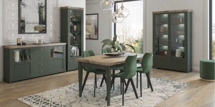 Helvetia meble - Široka vitrina Evora - zelena - 24ZRJU13