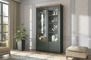 Helvetia meble - Široka vitrina Evora - zelena - 24ZRJU13