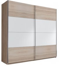 Garderobna omara z drsnimi vrati Beta 220 cm - Sonoma hrast/bela - 22FA1618
