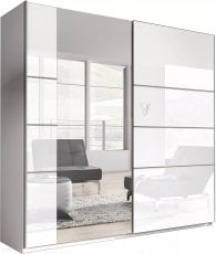 Garderobna omara z drsnimi vrati Beta 200 cm - bela - 22981657