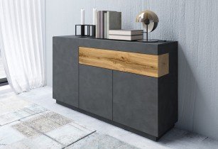 Helvetia meble - Komoda Silke 2 - črna mat/votan hrast - 241NGY43