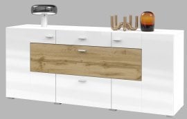 Komoda Coby - bela-wotan hrast/bela sijaj-wotan hrast - 247JMB26