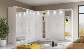 Komplet garderobnih omar Optima - bela/bela sijaj