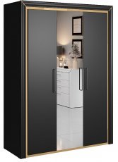 Helvetia meble - Garderobna omara Arno 3D z ogledalom - črna - 24W0LF19