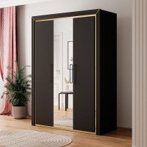 Helvetia meble - Garderobna omara Arno 3D z ogledalom - črna - 24W0LF19