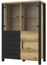 Vitrina Olin - hrast/črna - 24NWJC44