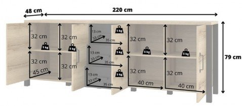 Helvetia meble - Komoda Olin - appenzeller fichte/črna - 24ABJC25