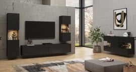 Dnevna soba Ava - črn onyx/wotan hrast