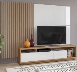 Dnevni TV regal Celine - wotan hrast/bel sijaj - 24NALR10