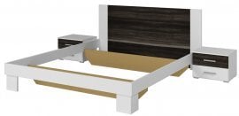 Postelja Vera 180x200 cm + nočne omarice - bela/črni oreh - 2297DH52