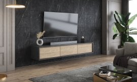 TV komoda Frida 3K - antracit/oljen hrast - 24JDMT38