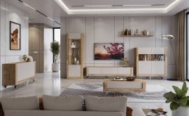 Dnevna soba Kasai - gold harbor hrast/perfect touch cashmir