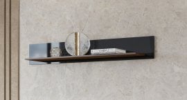 Stenska polica Kasai - oreh columbia/črna sijaj - 24RWMI01