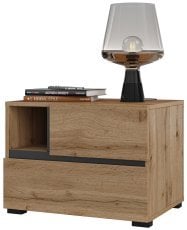 Nočna omarica Cross S - votan hrast/votan hrast-črna - 24N6MY22