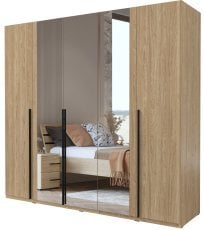Garderobna omara z ogledalom Violla - oljen hrast/črn - 24DOLP21