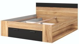 Postelja Beta - 160x200 cm - mauvella hrast/črna - 22MW1691