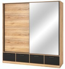 Garderobna omara z drsnimi vrati Beta 2 - mauvella hrast/črna - 22MW1663