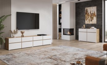Helvetia meble - TV komoda Cross - hrast votan/bela - 24N9MY40