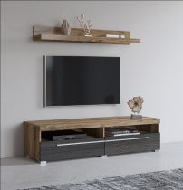 Helvetia meble - TV komoda in polica Roger - satenasti oreh/touchwood - 226ZZH41