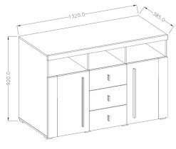 Helvetia meble - Komoda Roger - 132 cm - satenasti oreh/touchwood - 226ZZH43
