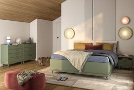 Spalnica Scandi - zbledelo zeleno oljen hrast/zbledelo zeleno