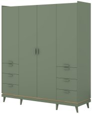 Garderobna omara Scandi 2 - zbledelo zeleno oljen hrast/zbledelo zeleno