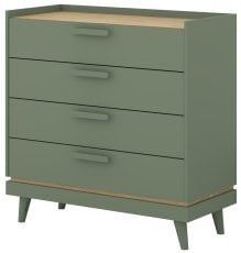 Komoda Scandi - zbledelo zeleno oljen hrast/zbledelo zeleno