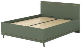 Postelja Scandi z dvižnim mehanizemom 180x200 cm - zbledelo zeleno oljen hrast/zbledelo zeleno