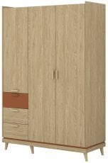 Garderobna omara Scandi - oljen hrast/oljen hrast-opeka