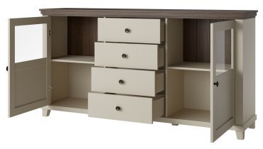 Helvetia meble - Komoda 2 Evora - svetlo bež/svetlo bež/hrast dunin - 24D1JU25