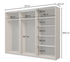 Helvetia meble - Garderobna omara z drsnimi vrati Сube 270 - kašmir/kašmir/congo - 24KCOF69