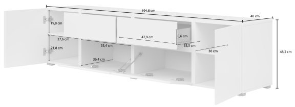 Helvetia meble - TV komoda Asymetric - bela - 2497OA39