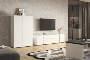 Helvetia meble - Komoda visoka Asymetric - bela - 2497OA46