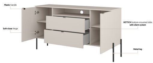 Helvetia meble - Komoda Ore - kašmir z rebrasto strukturo - 24KROG26