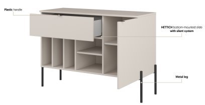 Helvetia meble - Komoda Ore - kašmir z rebrasto strukturo - 24KROG45