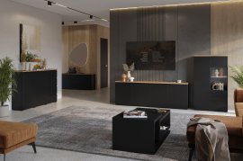 Dnevna soba Modo - črna/hrast mauvella  