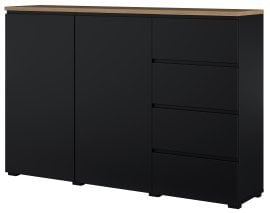 Komoda Modo - črna/hrast mauvella - 24W5OJ45