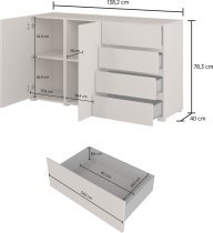 Helvetia meble - Komoda Asymetric - kašmir - 24KSOA42