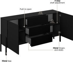 Helvetia meble - Komoda Jukon 3D - črni onyx - 24W3ND26