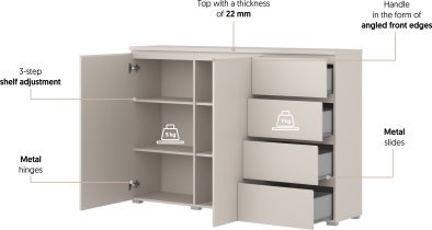 Helvetia meble - Visoka komoda Modo - kašmir - 24KSOJ45