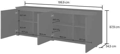 Helvetia meble - Komoda Modo 4D - črni onyx - 24W3OJ25