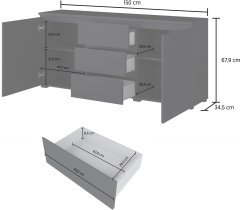 Helvetia meble - Komoda Modo 2D3S - črni onyx - 24W3OJ26