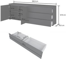 Helvetia meble - Široka komoda Modo - črni onyx - 24W3OJ28