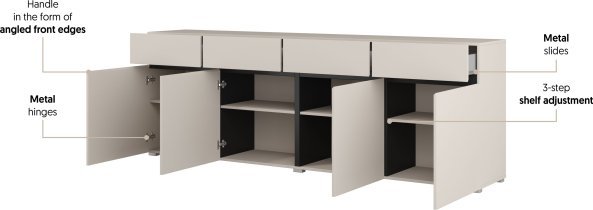 Helvetia meble - Široka komoda Cross - kašmir - 24KWMY25