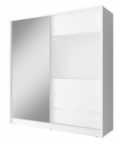 Piaski - Garderobna omara z ogledalom z drsnimi vrati TV 200 - bela