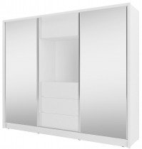 Piaski - Garderobna omara z ogledalom z drsnimi vrati TV 250 - bela