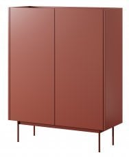Visoka komoda Color KD-97 - Rdeča/Linea hrast
